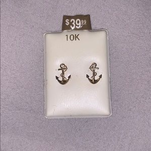 10k Gold Piercing Pagoda Anchor Earrings